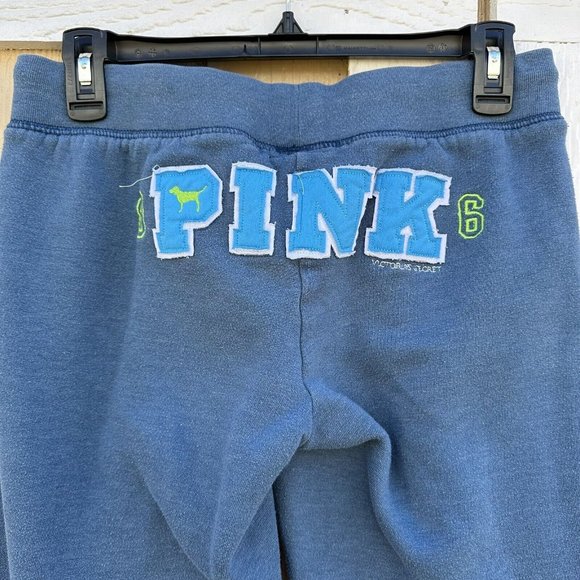 Victoria's Secret PINK Y2K Sweats Spell-Out Booty Pants Sweatpants Size XS Blue - Picture 4 of 5